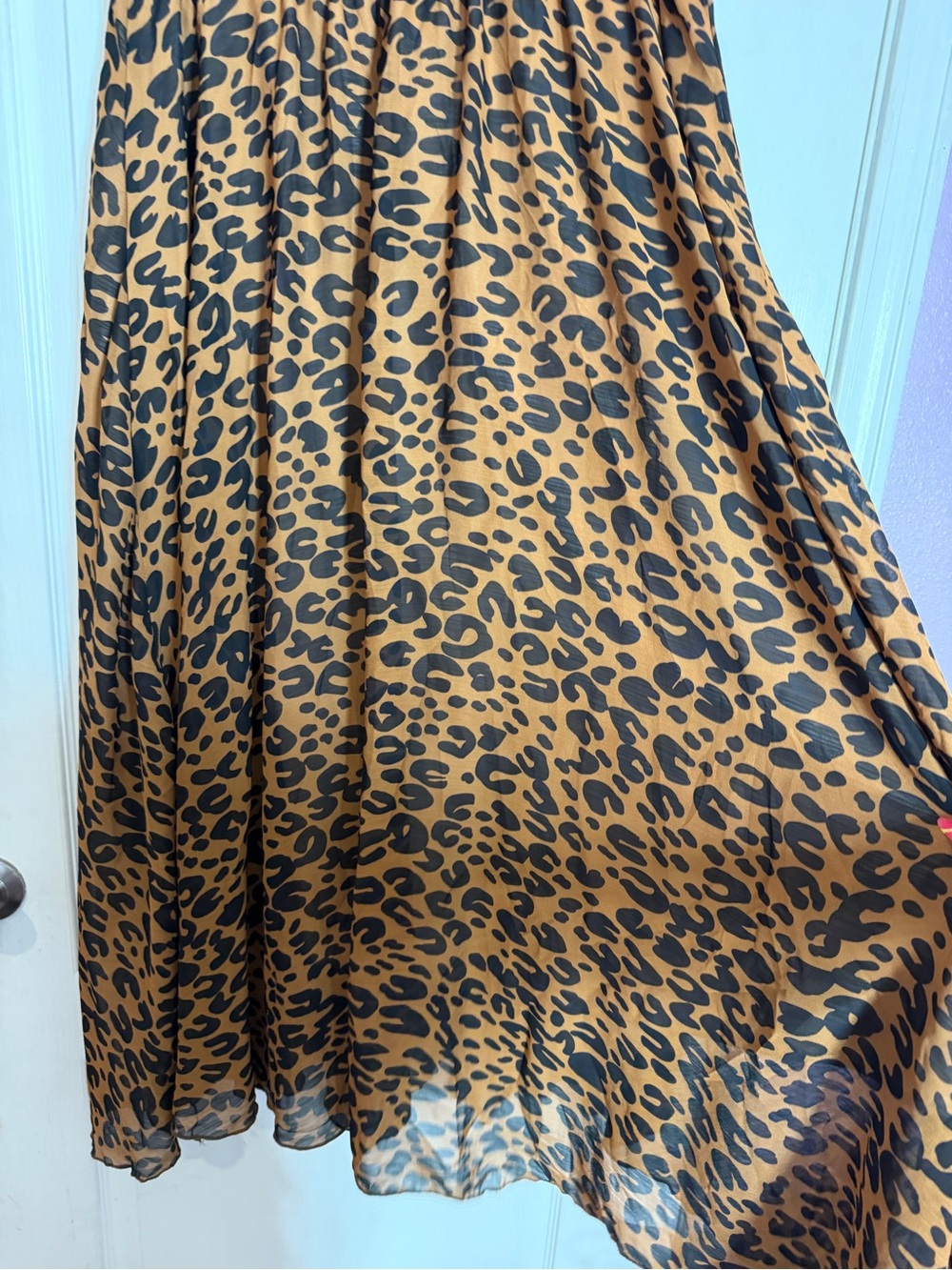 Leopard Print Midi Skirt XL | Brown & Black Animal Print Flowy Skirt - Picture 2 of 4
